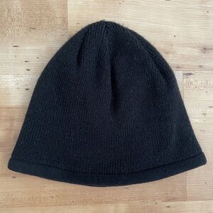 Y2K Black Fleece-Lined Knit Beanie One Size Winter Hat